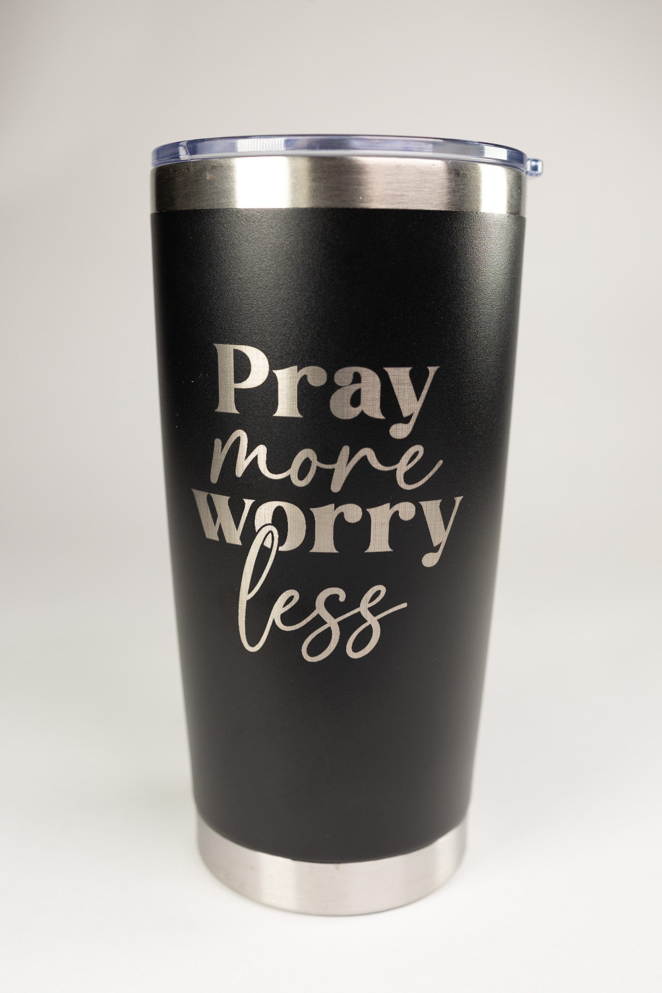 Pray More Worry Less 20 oz Engraved Tumbler