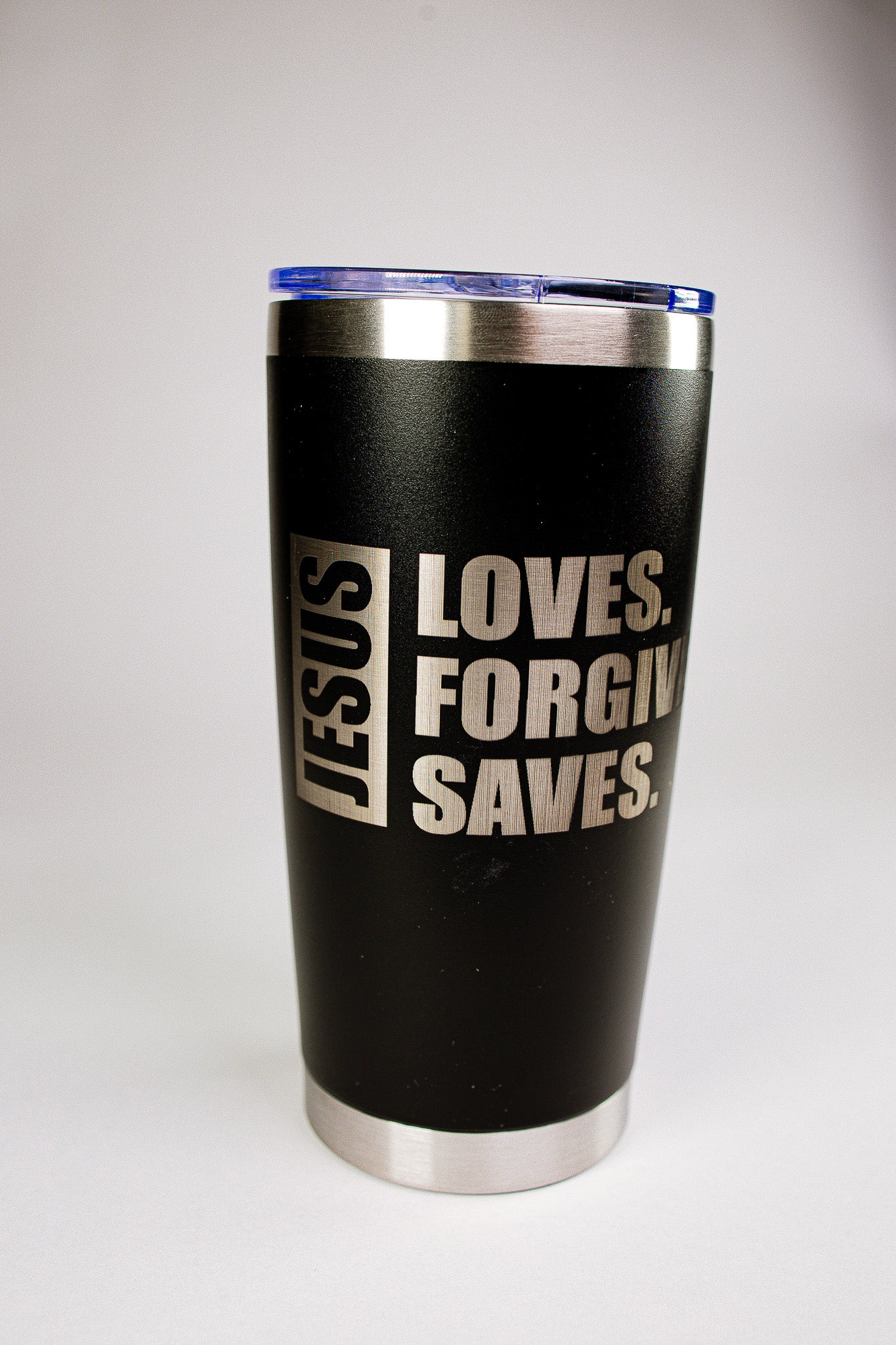 Jesus Loves. Forgives. Saves. 20 oz Engraved Tumbler