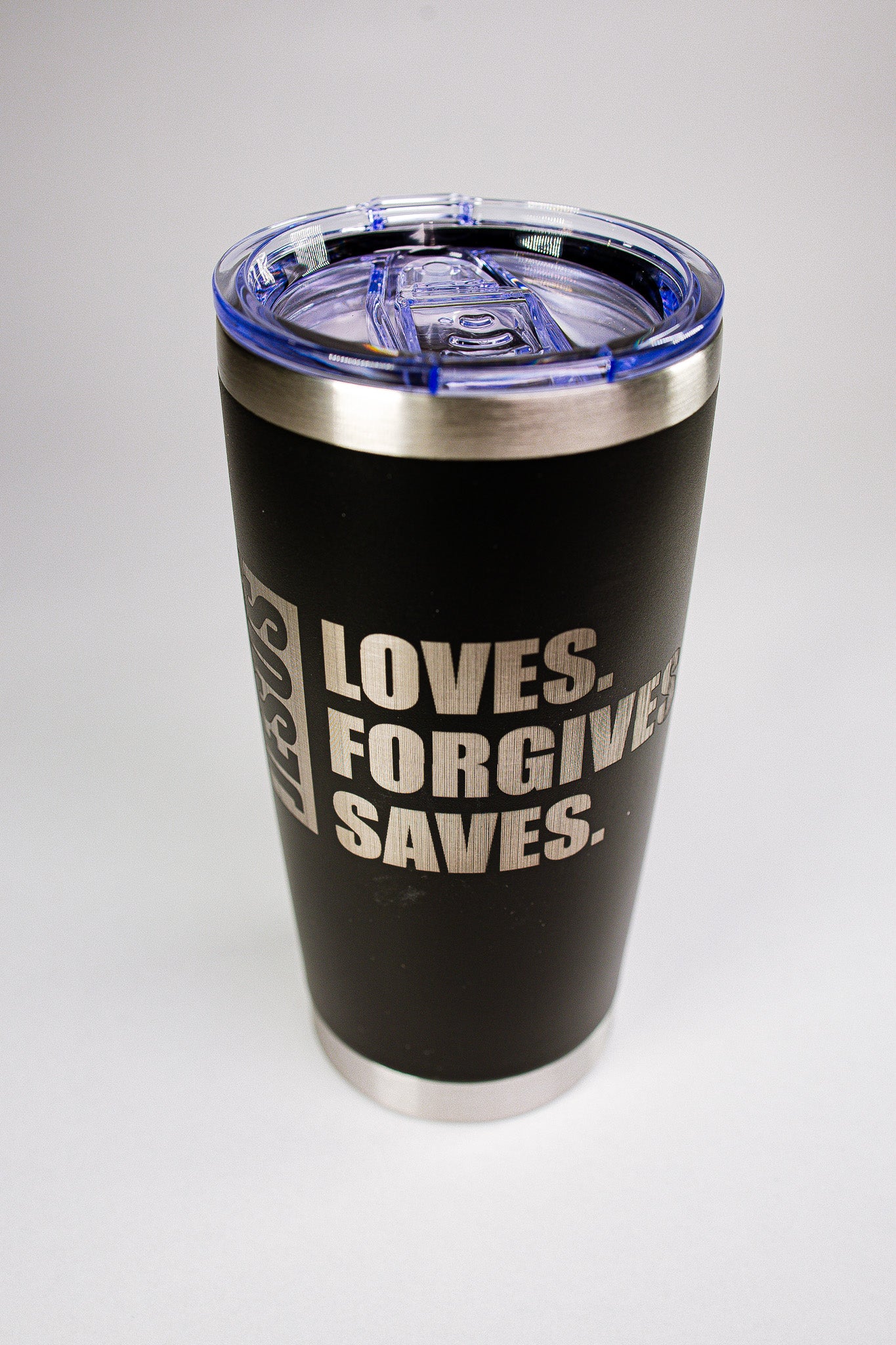 Jesus Loves. Forgives. Saves. 20 oz Engraved Tumbler
