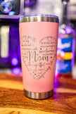 Mom Heart 20 oz Engraved Tumbler
