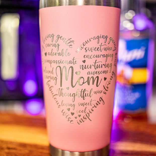 Mom Heart 20 oz Engraved Tumbler