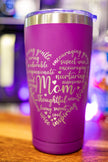 Mom Heart 20 oz Engraved Tumbler